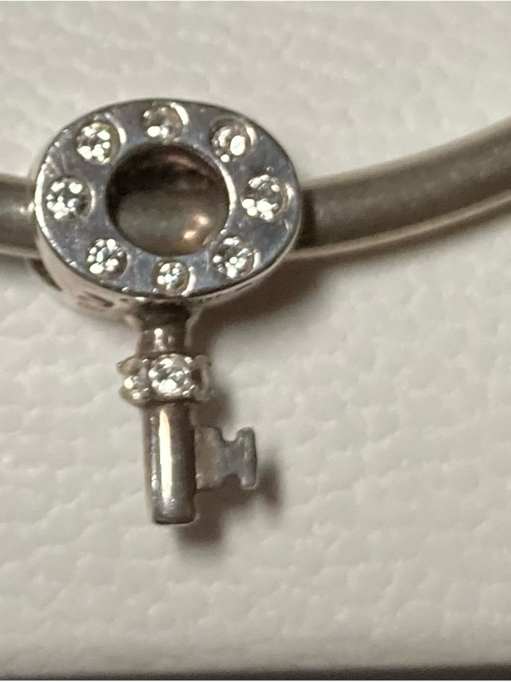 Key Charm with Clear Swarovski  crystal Stones vintage Rare